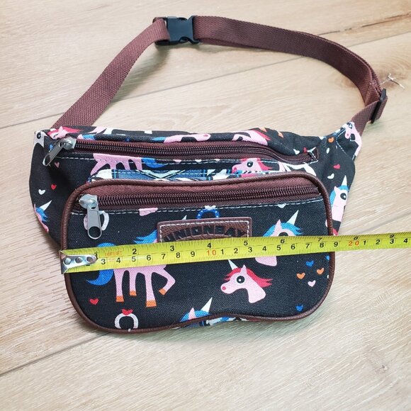 Unionbay Fanny Pack UNICORN Black Pink Rainbow Union Bay Fannie Bag Zip Adjustab - Picture 3 of 13